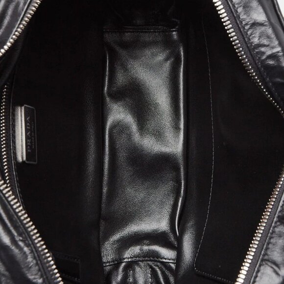 Prada Black Antique Nappa Leather Top Handle Bag 1BB092 - Picture 10 of 12